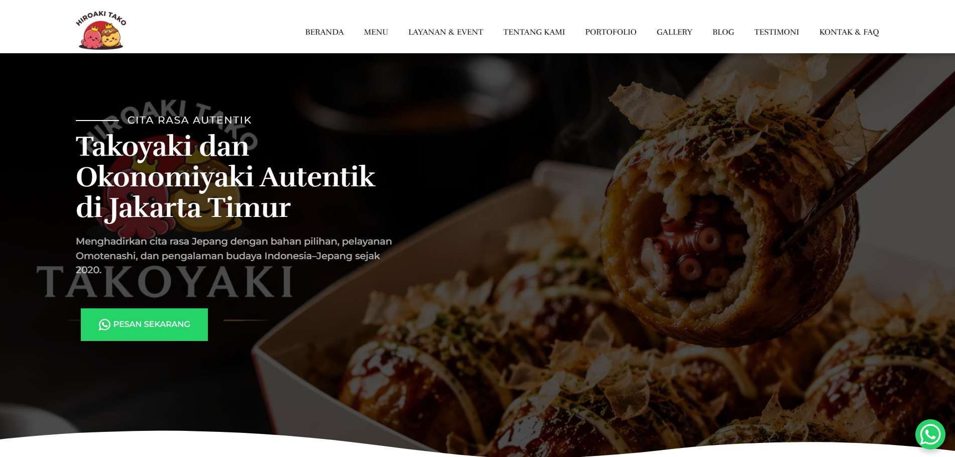 Tampilan website Hiroaki Tako