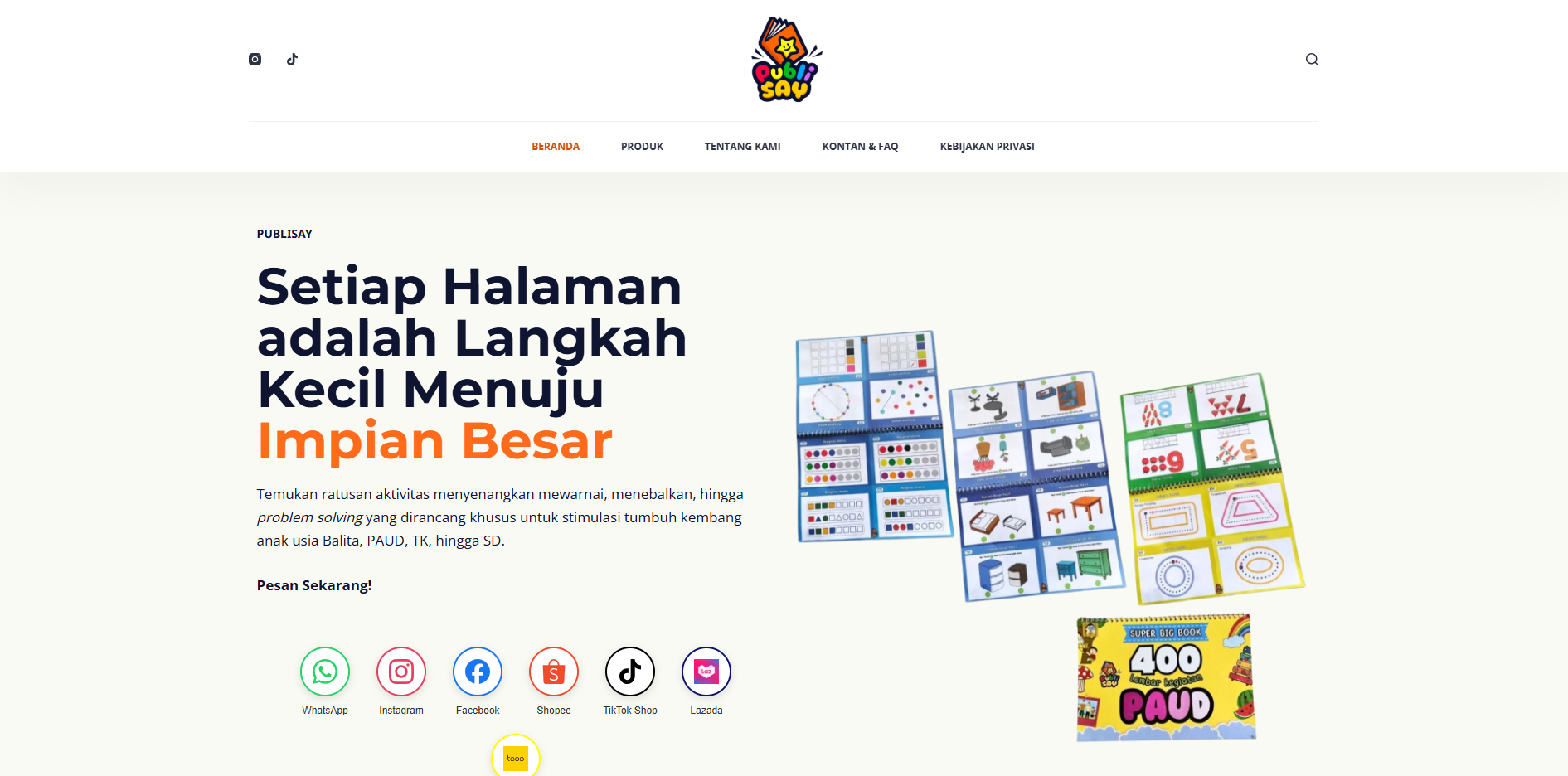 Tampilan website Publisay