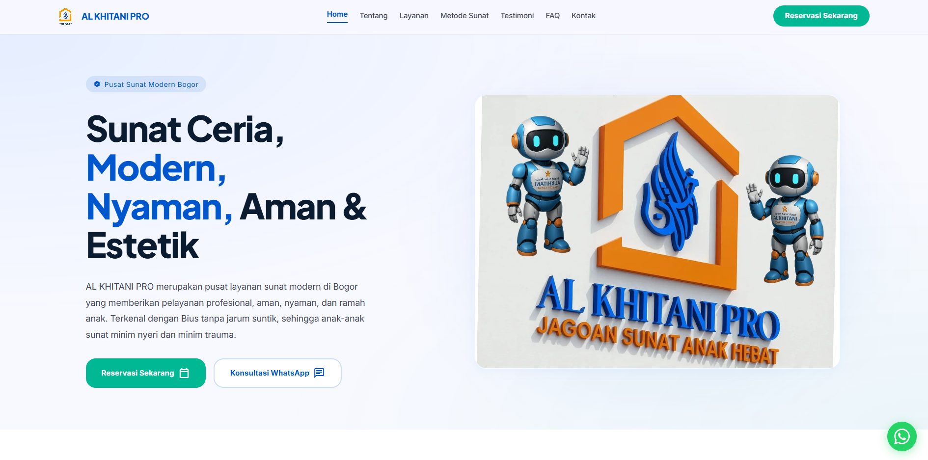 Tampilan website Al Khitani Pro